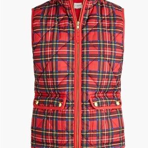 J. Crew Women's Vibrant Red Plaid Vest